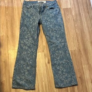 Floral Patterned Blue Jeans